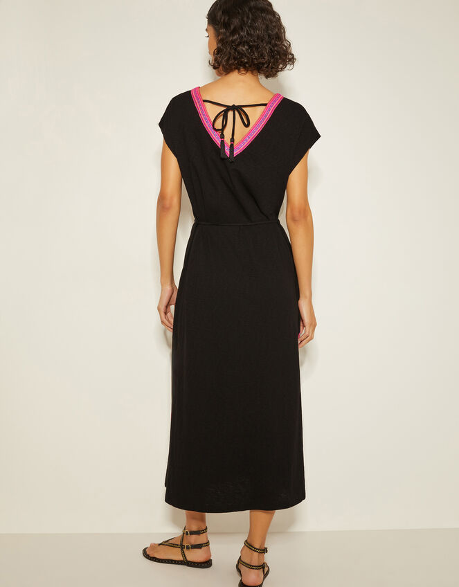 Estela Jersey Embroidered Kaftan, Black (BLACK), large