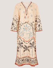 Aleah Tropical Print Midi Kaftan, Ivory (IVORY), large