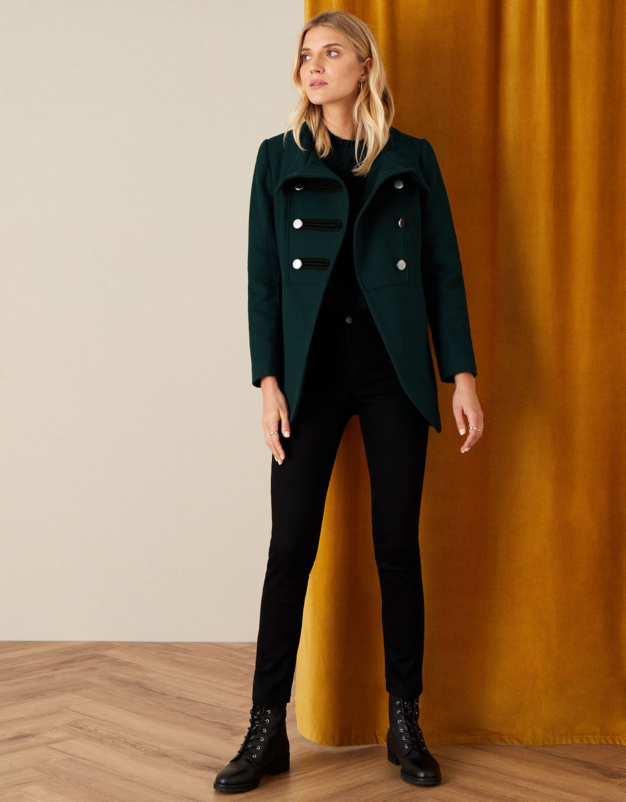 Military style pea coat womens online