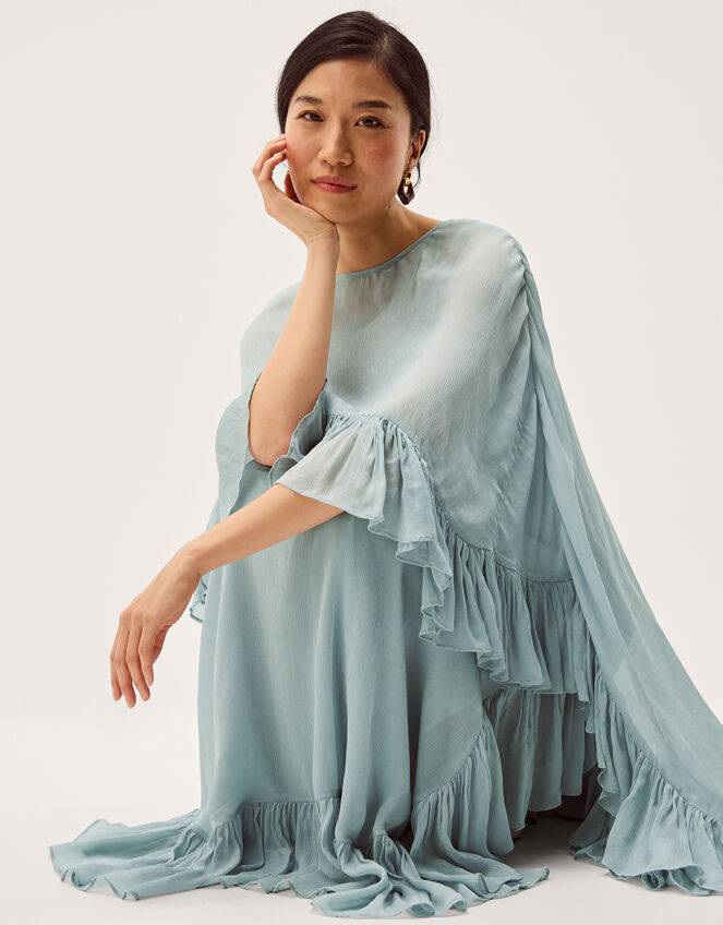 Jodie Ruffle Cape Chiffon Maxi Dress, Blue (PALE BLUE), large