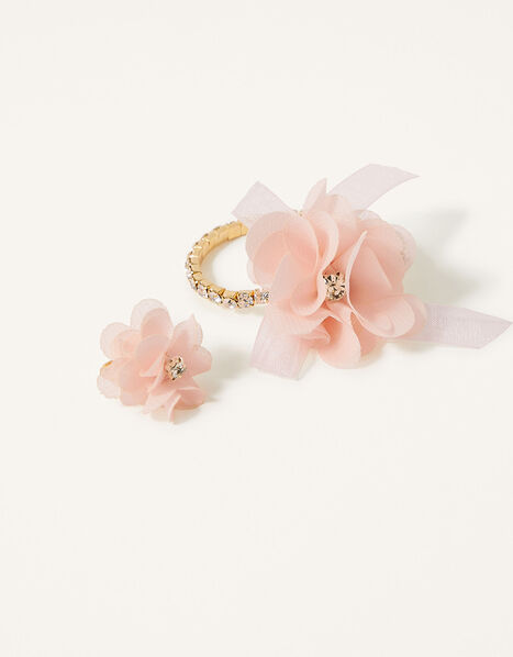 Diamante Pom-Pom Flower and Ring Set, , large