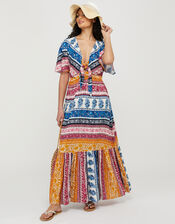 Rupert Striped Floral Maxi Dress in LENZING™ ECOVERO™, Blue (BLUE), large