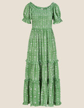 Murtle Woodblock Dress in Sustainable Viscose, Green (GREEN), large