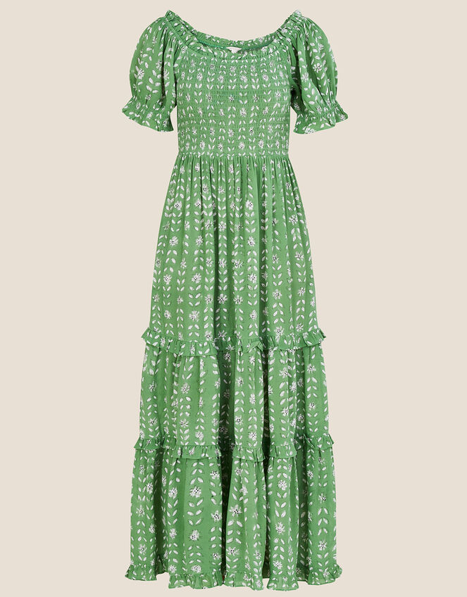 Murtle Woodblock Dress in Sustainable Viscose, Green (GREEN), large