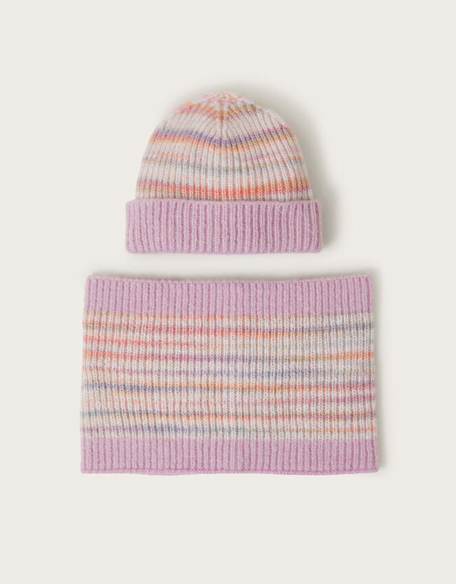 Space Dye Knit Beanie and Snood Set, Multi (MULTI), large