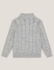 Cable Knit Button Jumper, Grey (GREY), large