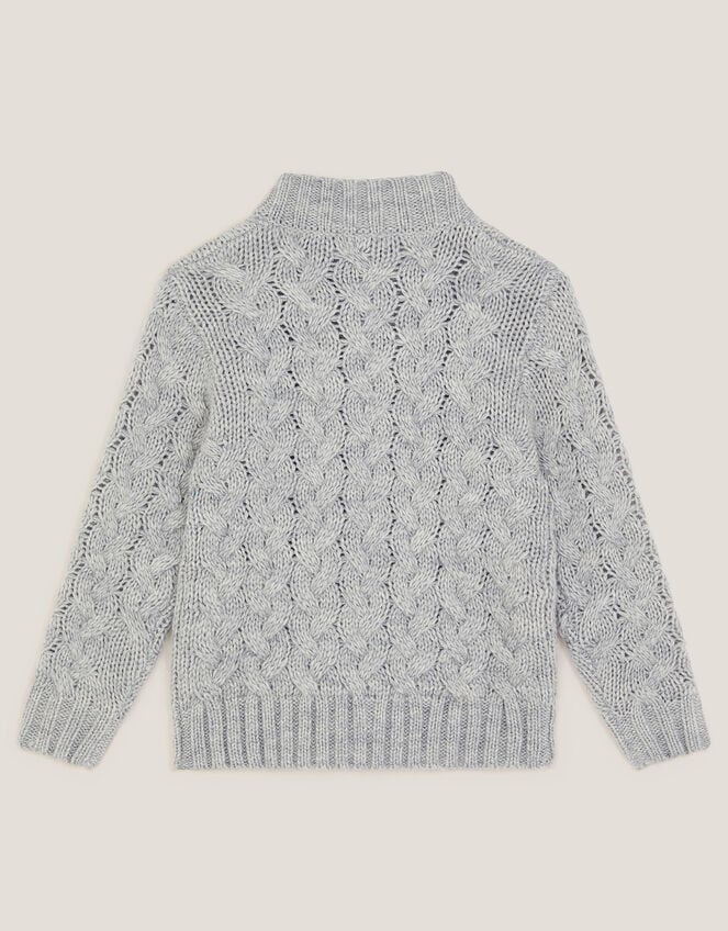 Cable Knit Button Jumper, Grey (GREY), large