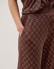 Magdalena Geometric Jersey Trousers, Brown (CHOCOLATE), large
