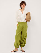 Effie Embroidered Balloon Trousers, Green (GREEN), large
