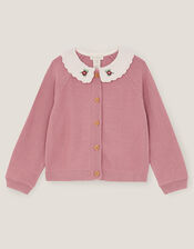 Baby Eve Embroidered Collar Cardigan, Pink (PINK), large
