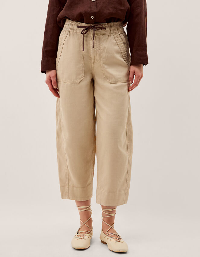 Megan Cropped Barrel Trousers, Natural (ECRU), large