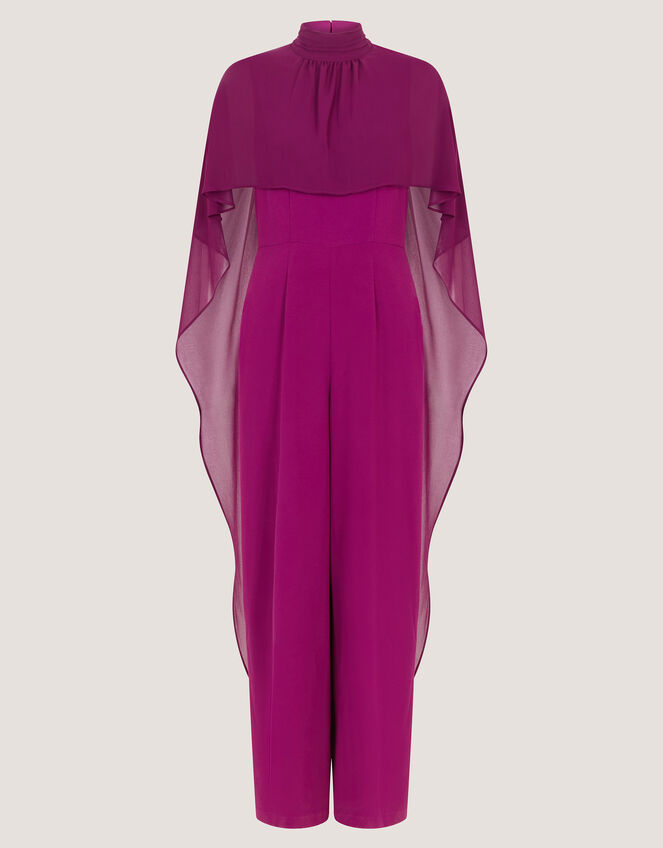 Valerie Cape Wide Leg Jumpsuit, Purple (PURPLE), large