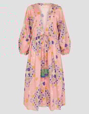 Mabel Shell Print Cotton Kaftan Dress, Orange (PEACH), large
