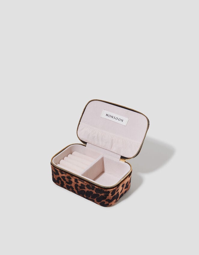 Leopard Print Velvet Jewellery Box, , large