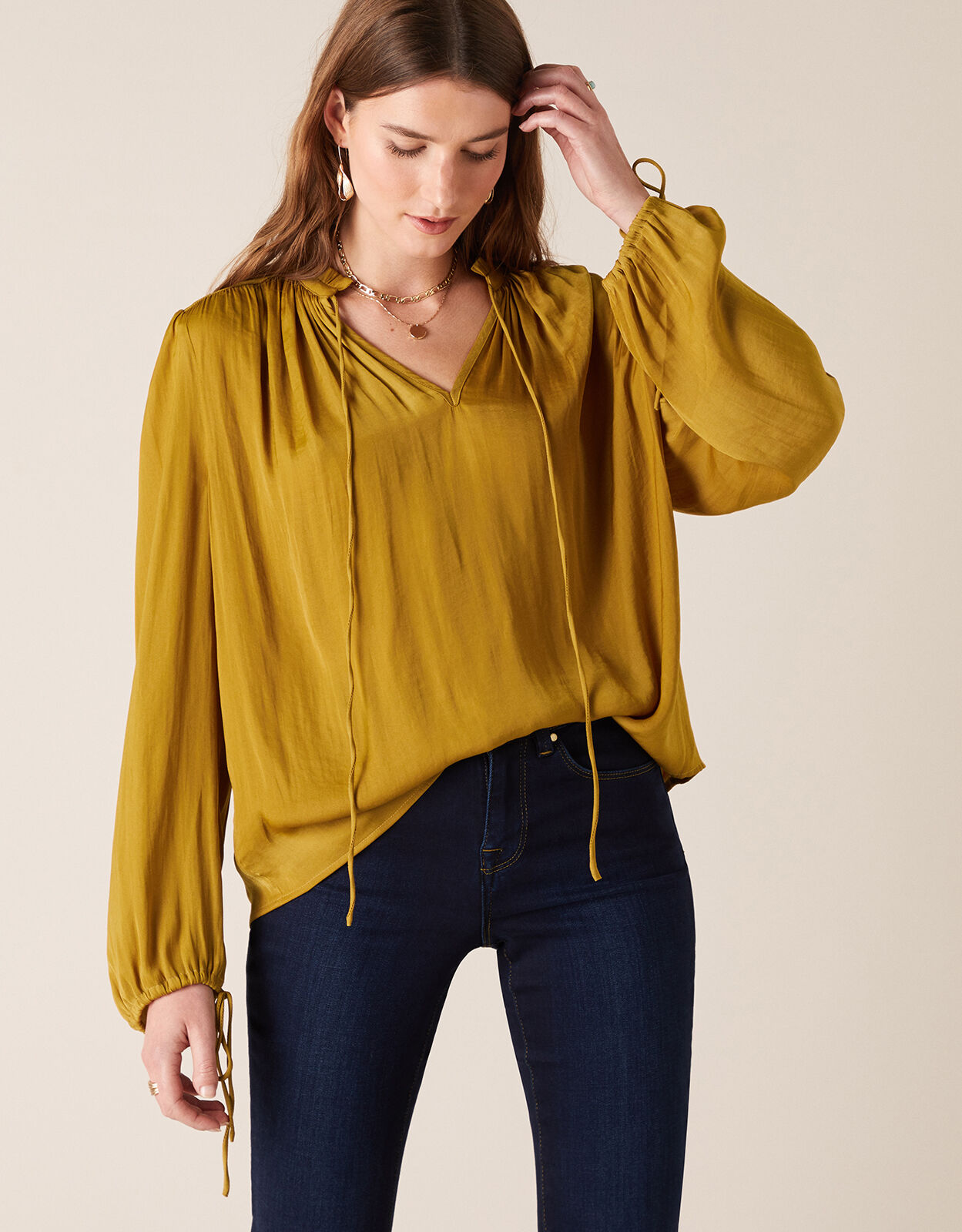 Yellow blouse hot sale long sleeve