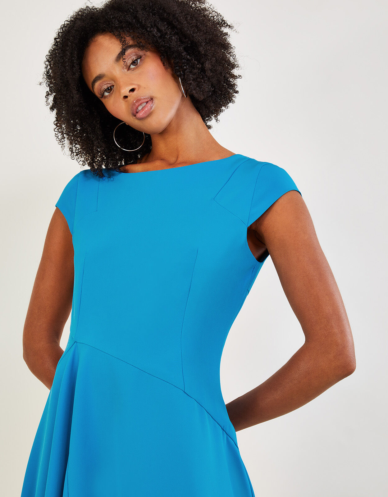 Sarah Structured Midi Dress Blue Evening Dresses Monsoon Global