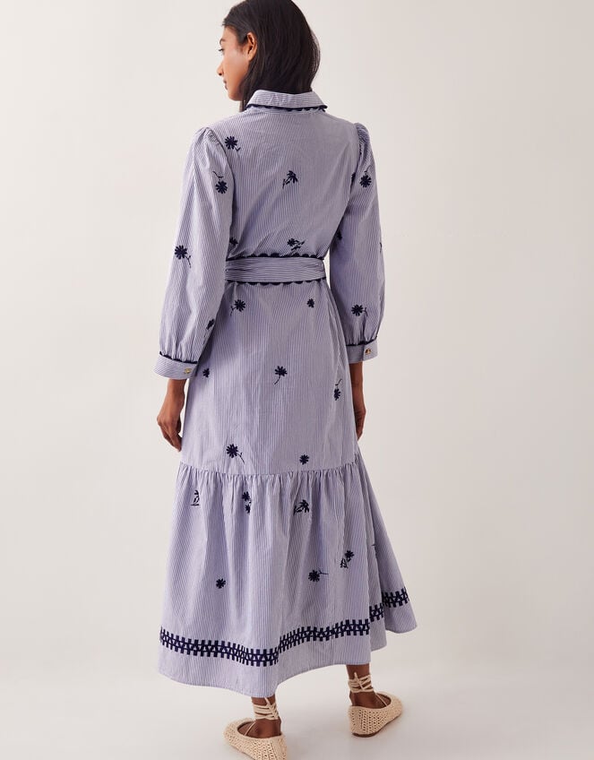 Amelia Embroidered Shirt Maxi Dress, Blue (NAVY), large