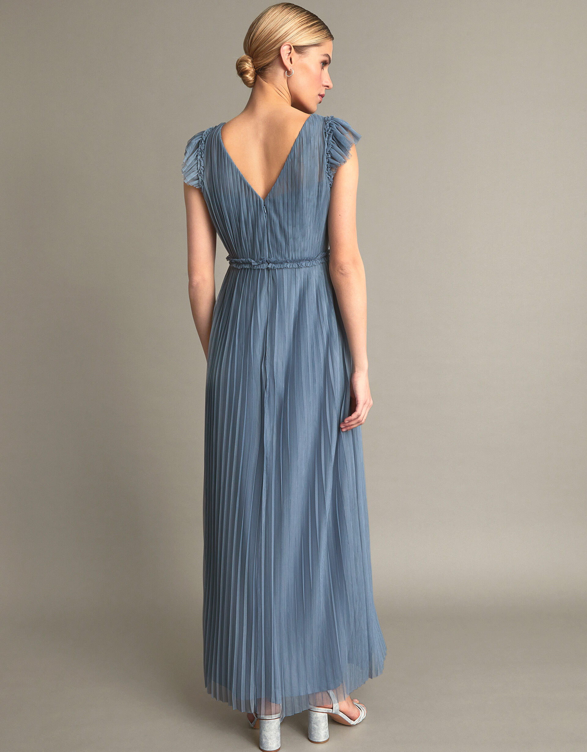 Wendy Pleated Maxi Dress Blue Evening Dresses Monsoon Global