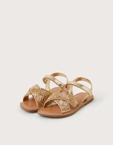 Embellished Metallic Sandals, Multi (MULTI), large