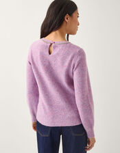 Ellen Diamanté Embellished Jumper, Purple (LILAC), large