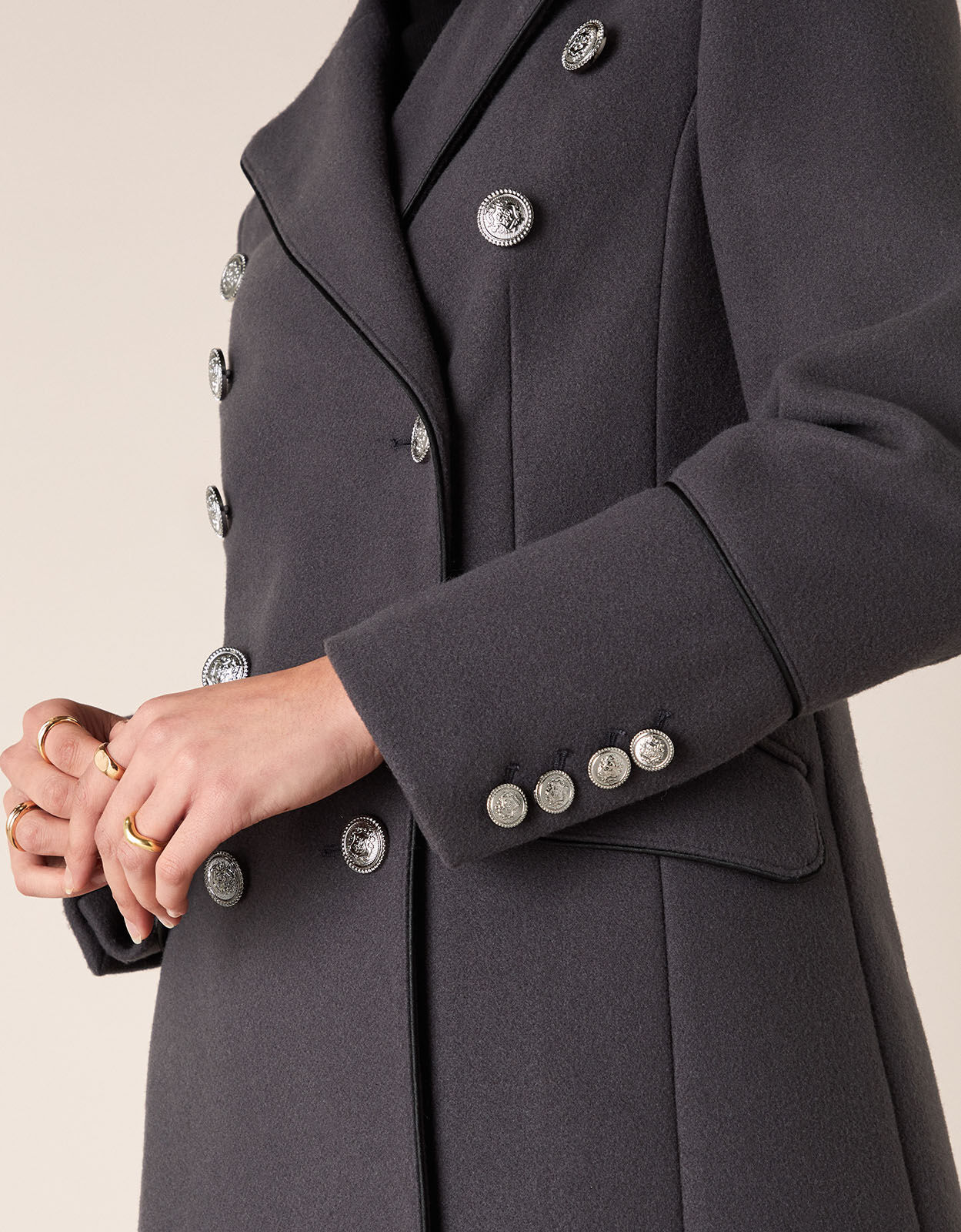 Marie Military Coat Grey