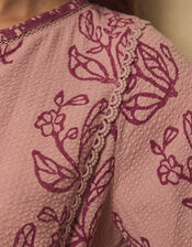 East Reiko Hand-Woodblock Botanical Print Top, Purple (LILAC), large