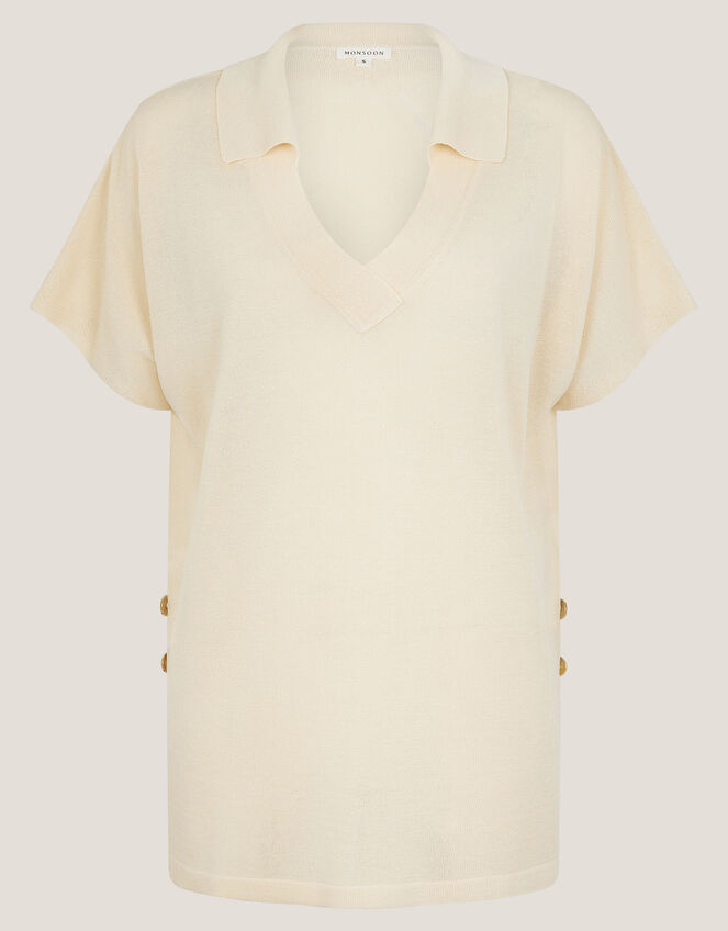 Cloe Knitted Collar Top, Yellow (YELLOW), large