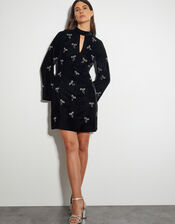 Moira Embroidered Bow Dress, Black (BLACK), large