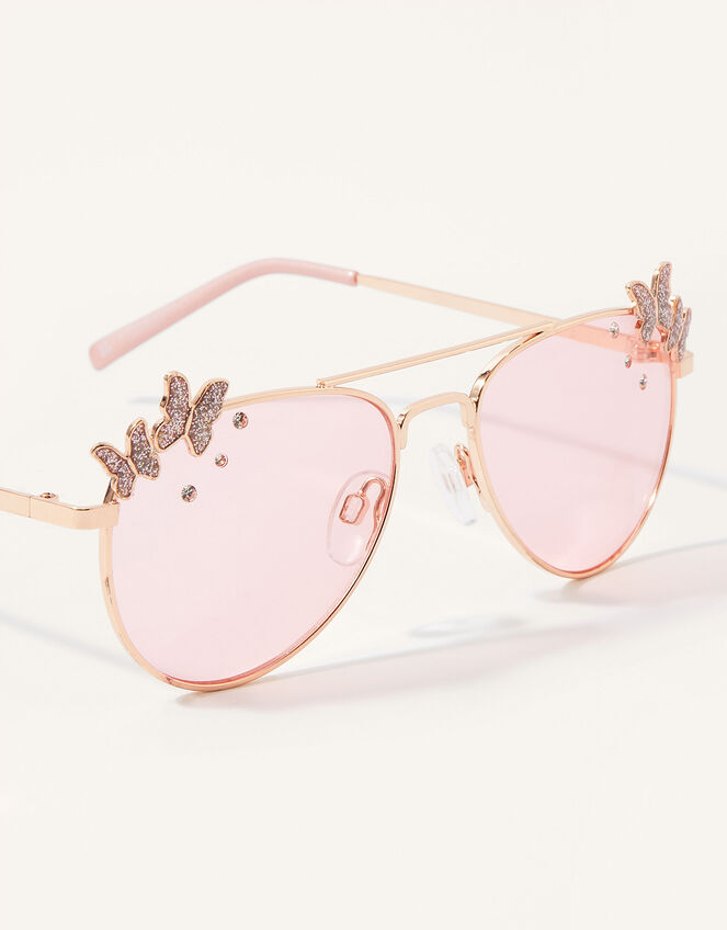 Diamante Butterfly Aviator Sunglasses, , large