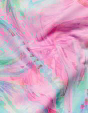 Palm Print Frill Bikini Set, Blue (TURQUOISE), large