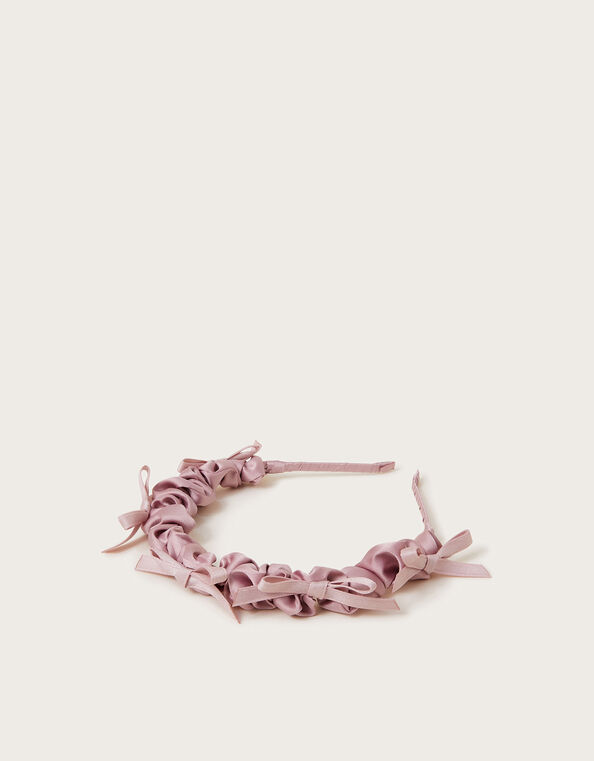 Satin Ruched Bow Headband, , large