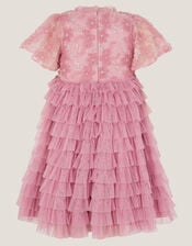 Shikha Floral Embellished Tiered Ruffle Dress, Pink (DUSKY PINK), large