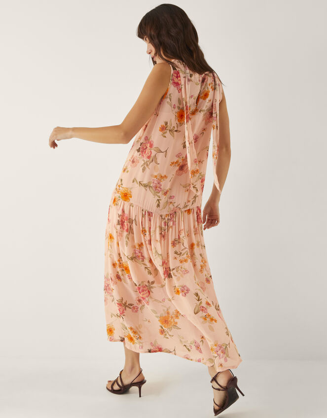 Cassia Floral Print Midi Dress, Nude (NUDE), large
