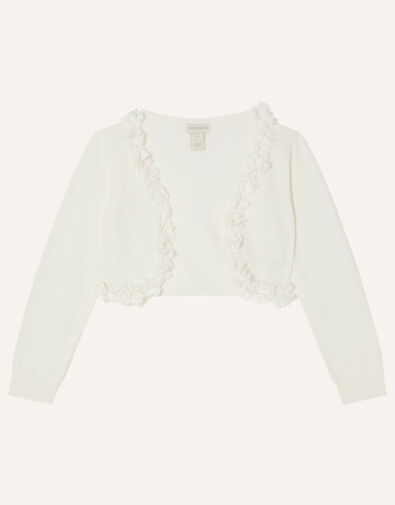 Baby 3D Floral Trim Cardigan, Ivory (IVORY), large