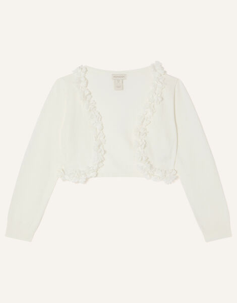 Baby 3D Floral Trim Cardigan, Ivory (IVORY), large