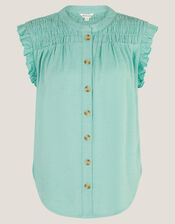 Evelyn Sleeveless Smocked Top, SEA GREEN, large