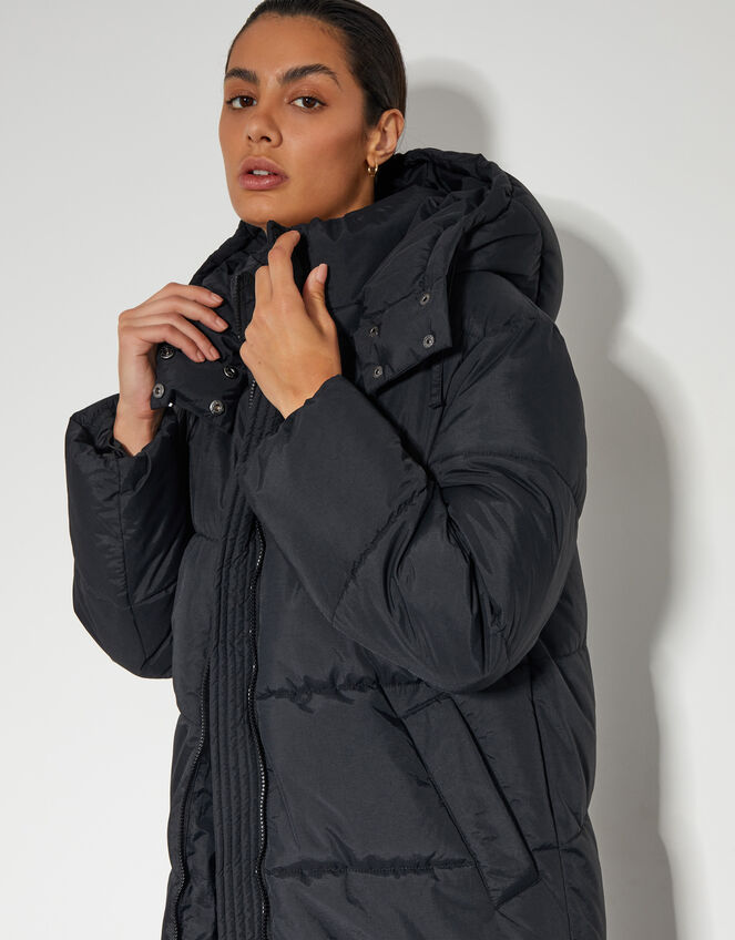 Lissy Long Hooded Puffer Coat, Black (BLACK), large