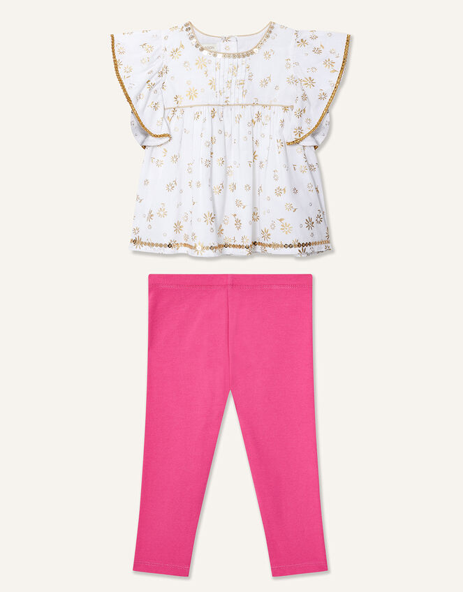 Baby Daisy Foil Top and Legging set , Ivory (IVORY), large