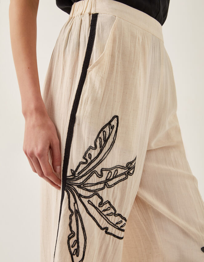Hope Leaf Embroidered Culottes, Natural (NATURAL), large