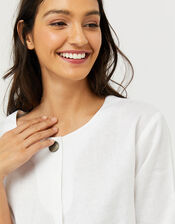 Scarlet Relaxed Blouse in Pure Linen, White (WHITE), large