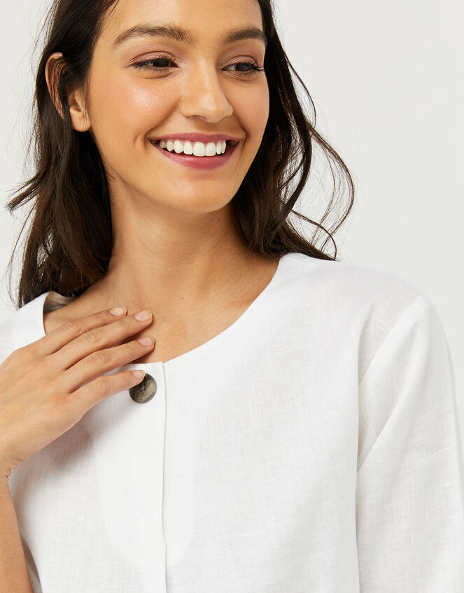 Scarlet Relaxed Blouse in Pure Linen, White (WHITE), large