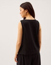 Lucy Linen Blend Tank Top, Black (BLACK), large