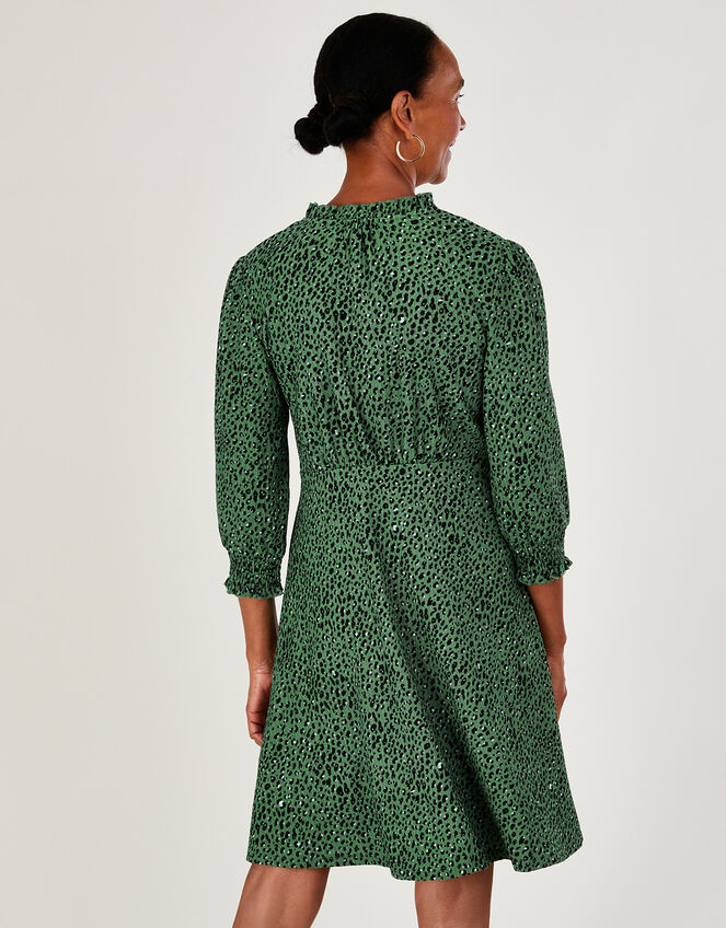 Animal Smock Dress with Recycled Polyester, Green (GREEN), large
