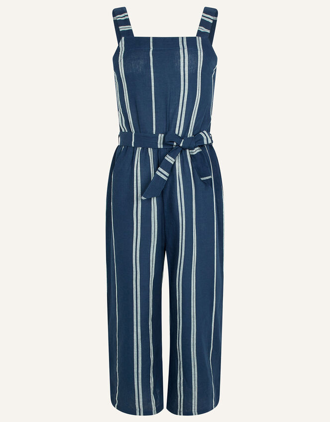 Stripe Jumpsuit in Linen Blend, Blue (NAVY), large