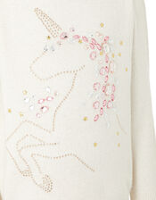 Embellished Unicorn Knit Jumper, Ivory (IVORY), large