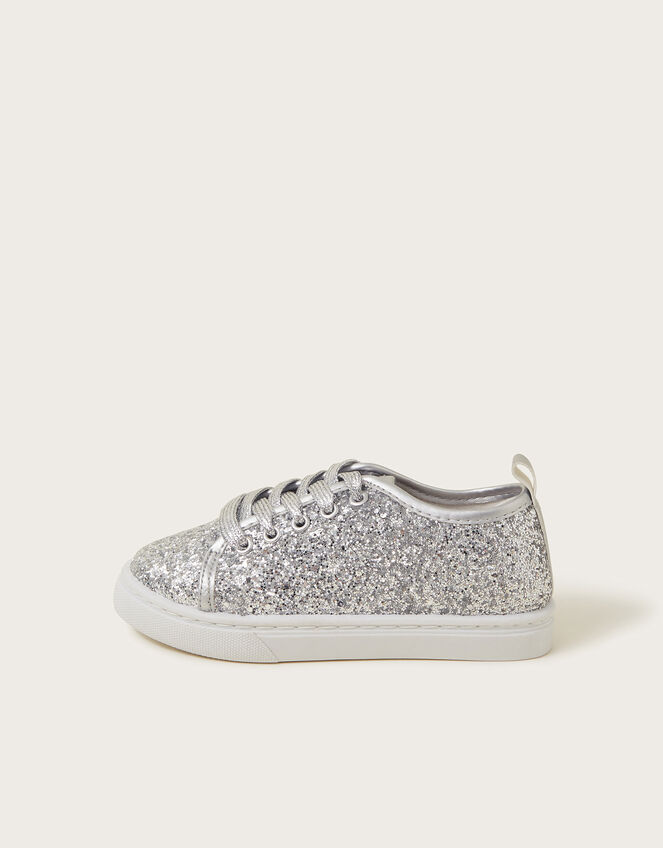 All-Over Glitter Trainers, Silver (SILVER), large