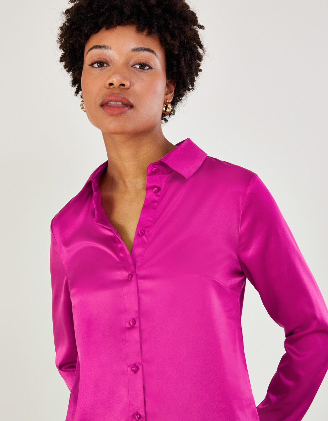 Pink satin outlet shirt womens