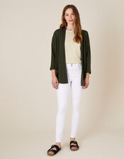 Bonnie Button Cover-Up in Linen Blend , Green (KHAKI), large