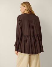 Sandy Relaxed Blouse, Brown (CHOCOLATE), large