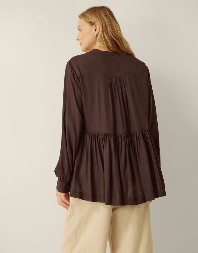 Sandy Relaxed Blouse, Brown (CHOCOLATE), large